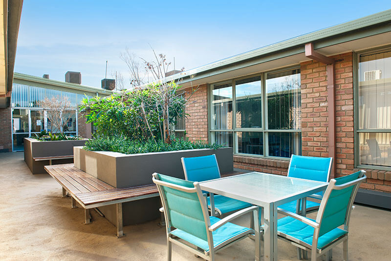 Outdoor sitting area at Kalyna Care