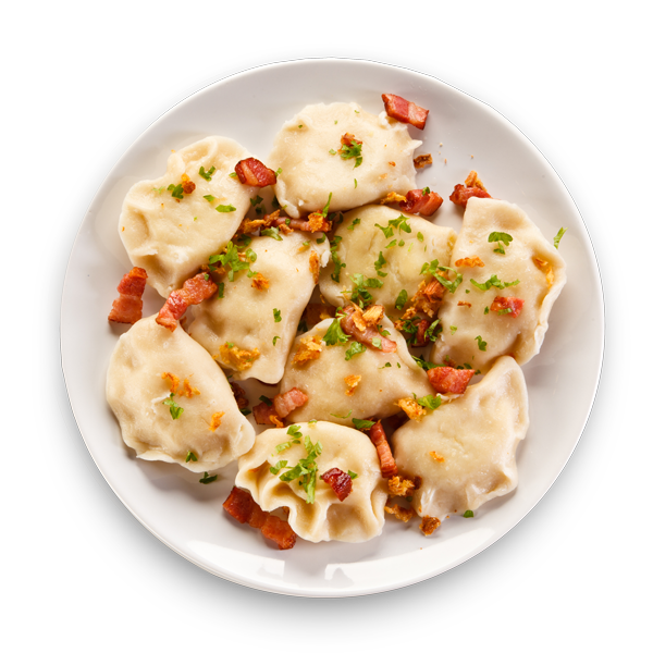 Varennyky on white plate